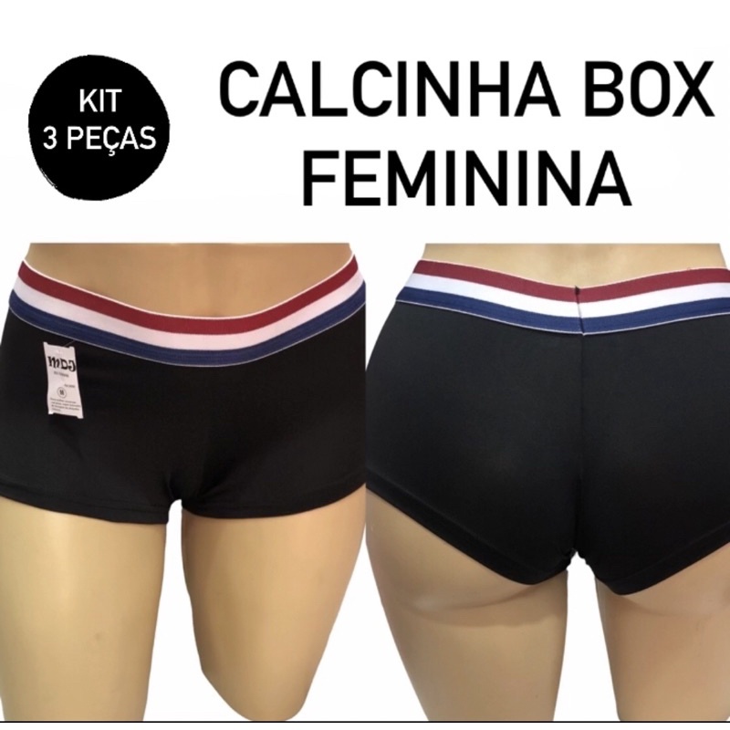 Kit 3 Cueca Boxer Feminina, Short, Microfibra, Lingerie