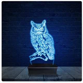 Luminária Led Acrilico Abajur - Coruja Atenta