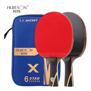 Kit 02 Raquetes Tenis de Mesa Classica Classineta Huieson 6 Estrelas + Case