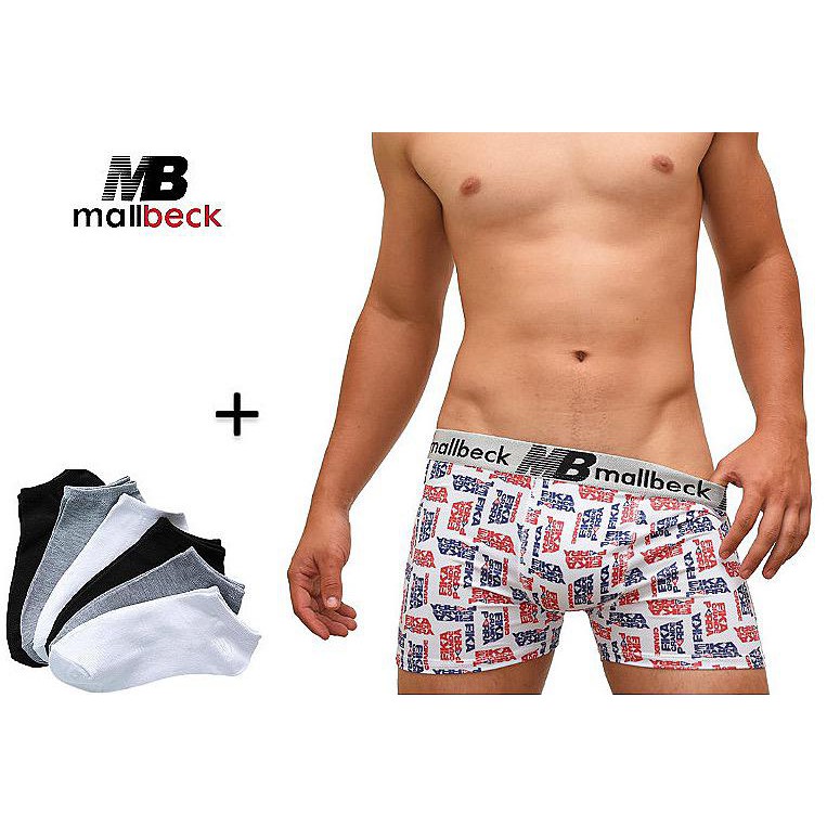 Kit 8 Cuecas Box de Microfibra PoloBeck + 3 Pares de Meias Sapatilha de Algodão