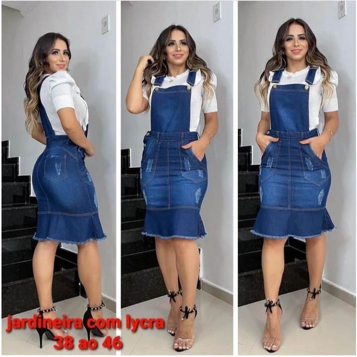 Vestido jeans estilo store jardineira