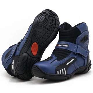 Bota motociclista vented boots esportiva em couro legítimo na cor azul AS-RACING 406
