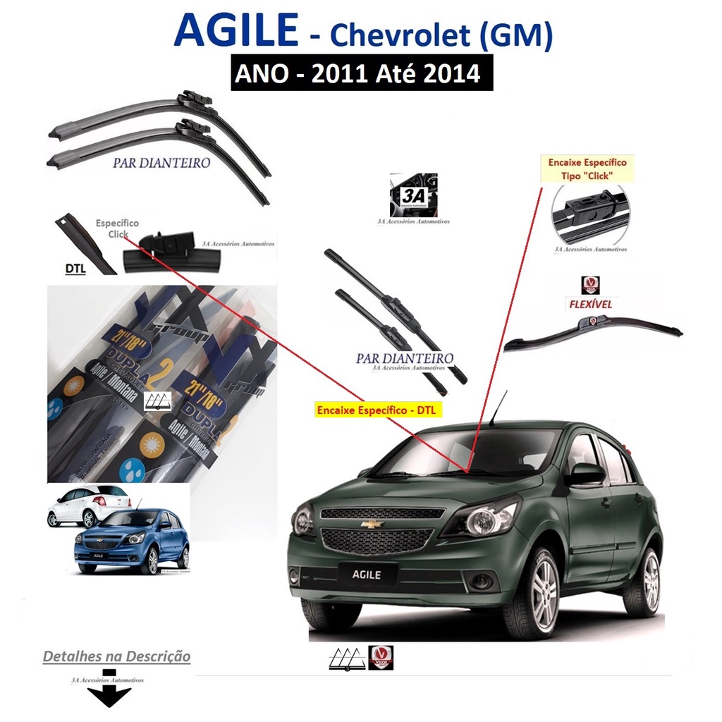 Palheta Parabrisa Chevrolet Agile 2011 a 2015 Silicone Par - 672208 -  Homologacao