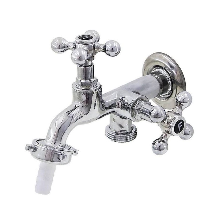 Torneira Metal Duas Saídas Máquina Lavar Tanque