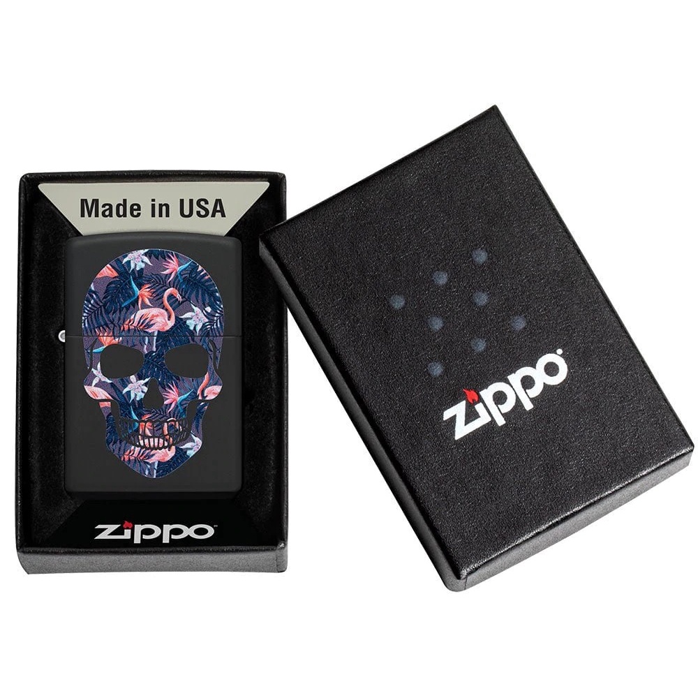 Zippo 49771 Flaming Skull Design - Preto Fosco - Original - MADE IN USA