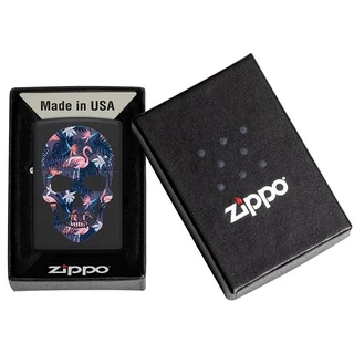 Zippo 49771 Flaming Skull Design - Preto Fosco - Original - MADE IN USA
