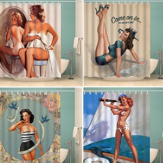 3d Banheiro Cortina Impresso Americano Menina Sexy Mulher Chuveiro S Com 12 Ganchos À Prova Dwaterproof Água Poliéster Tecido Lavável