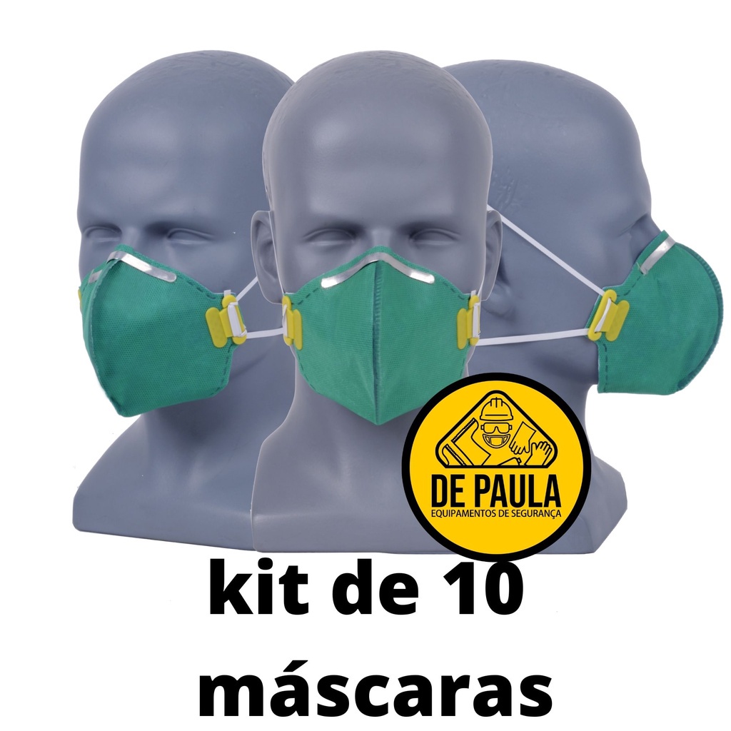 kit de 10 unidades de respirador mascara PFF 3 SEM VÁLVULA Verde Lubeka ...