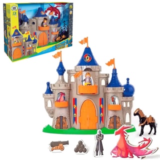 Brinquedo para Montar Castelo Encantado Madeira 64 Peças Brincadeira de  Criança