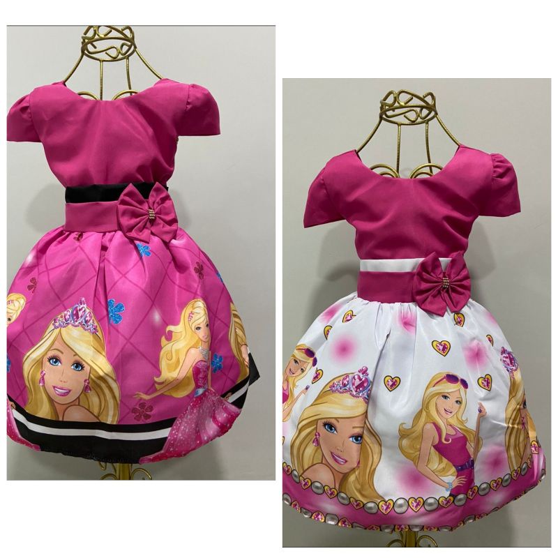 Vestido Infantil Barbie Luxuoso Festa Temática, Aniversário