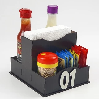 Kit com 20 porta guardanapo com 4 divisórias em MDF Preto para bar e restaurante