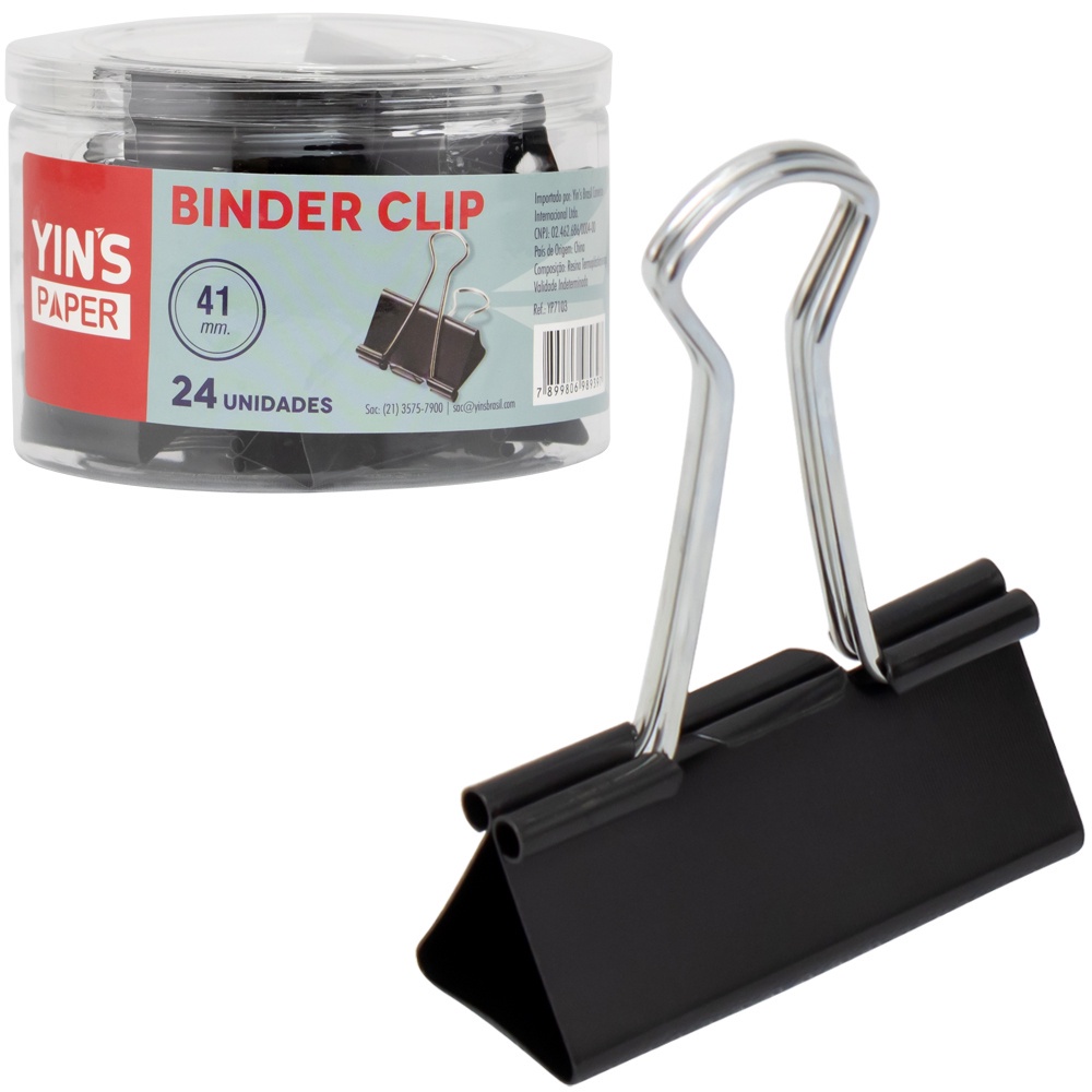 Prendedor de Papel Binder Clip 32mm Preto 24 unidades Lyke