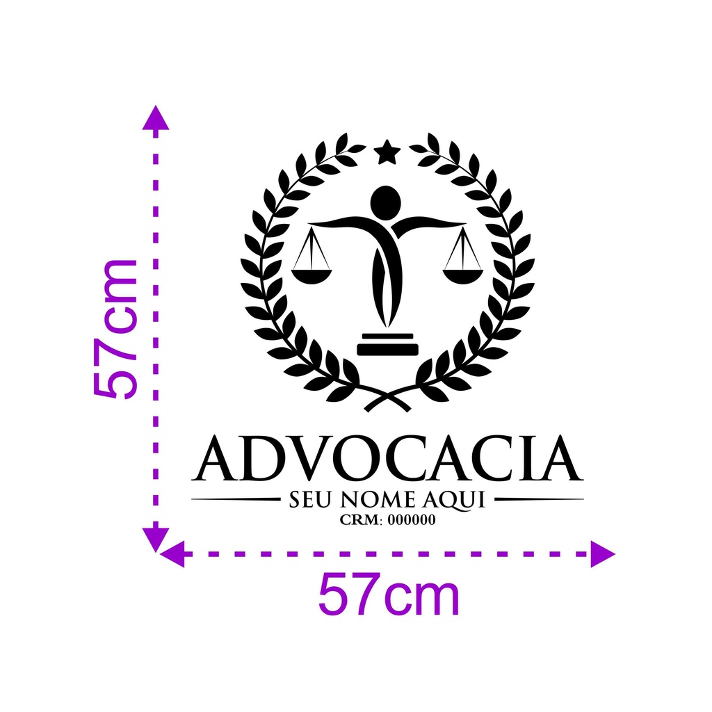 Adesivo Advocacia 57x57cm Advogado Direito Decorar porta janela vidro ...