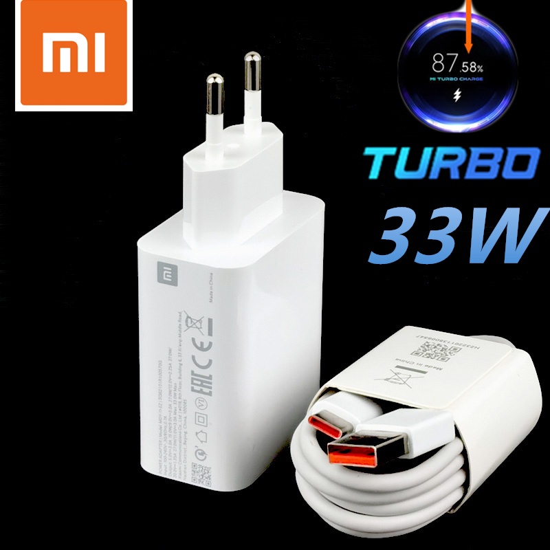 XIAOMI 33W Turbo Rápido Xiao Mi Carregador De Telefone Com Cabo Tipo C