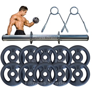 Kit 10kg com 10X1 kg + 1 Barra de 40 cm oca P/ Musculação Halter FITNESS PRADO!!