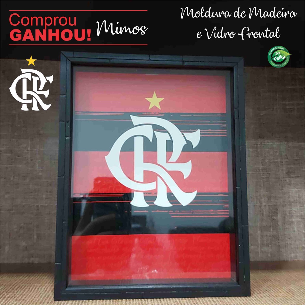 Quadro Cofre Com Vidro+pendurador TIMES FLAMENO DECORAÇÃO