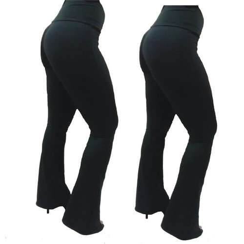 Calça Legging Flare Flanelada Boca de Sino Cintura Alta - TRAÇOS