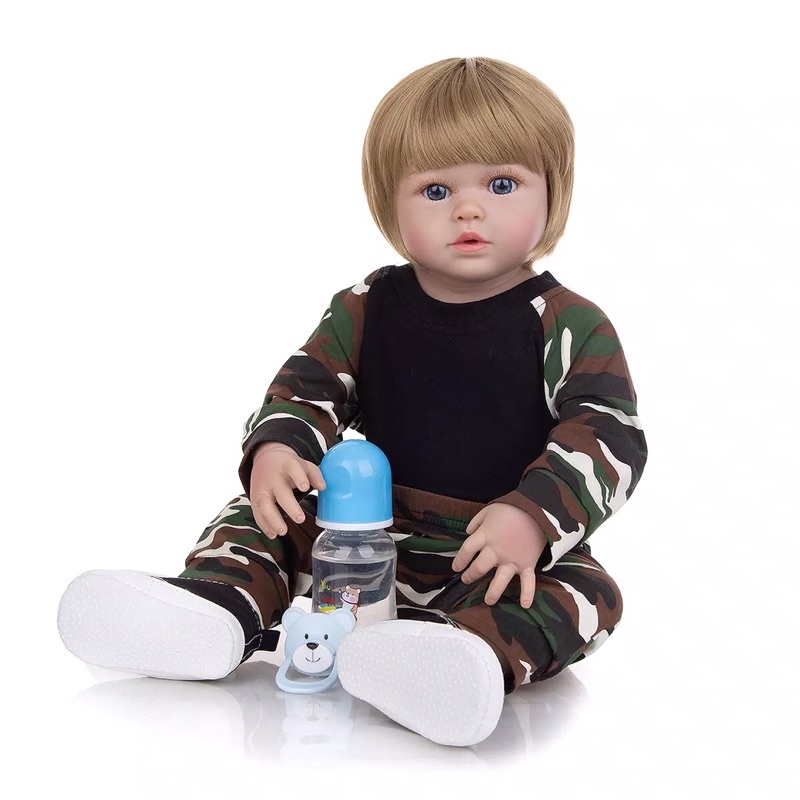 Boneco Bebe Reborn de Silicone Loiro Benicio 48cm - Malki toys