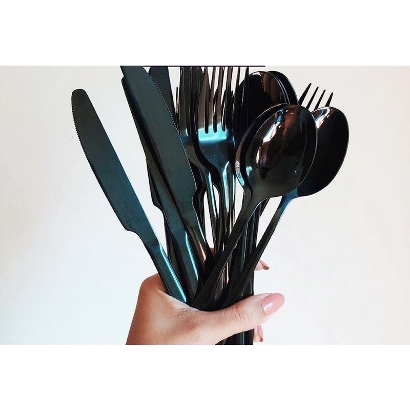Kit talher garfo e faca preto com 6 unidade de cada AÇO INOX | Shopee ...