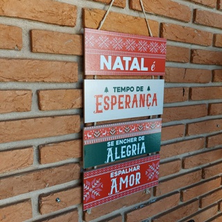 Enfeites de Natal Placa Para Decoração Com Cordão Frase: Ho Ho Ho, Feliz  Natal