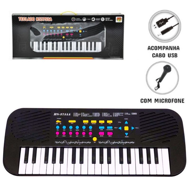 Teclado Infantil com 22 Musicas 37 Teclas e 54,5cm da DM TOYS