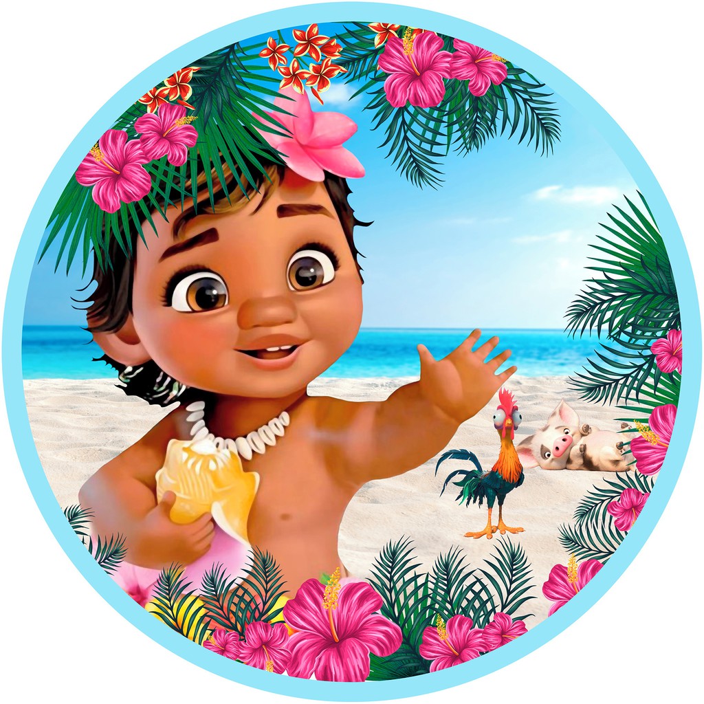 Painel Redondo Tecido Sublimado Moana 1,5 De Diam