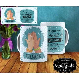 Caneca de Porcelana Frases Amigas Amigos Amizade