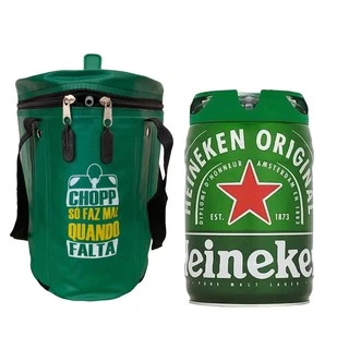 Kit Bolsa Térmica Cooler Porta Barril de Chopp Cerveja Heineken 5L