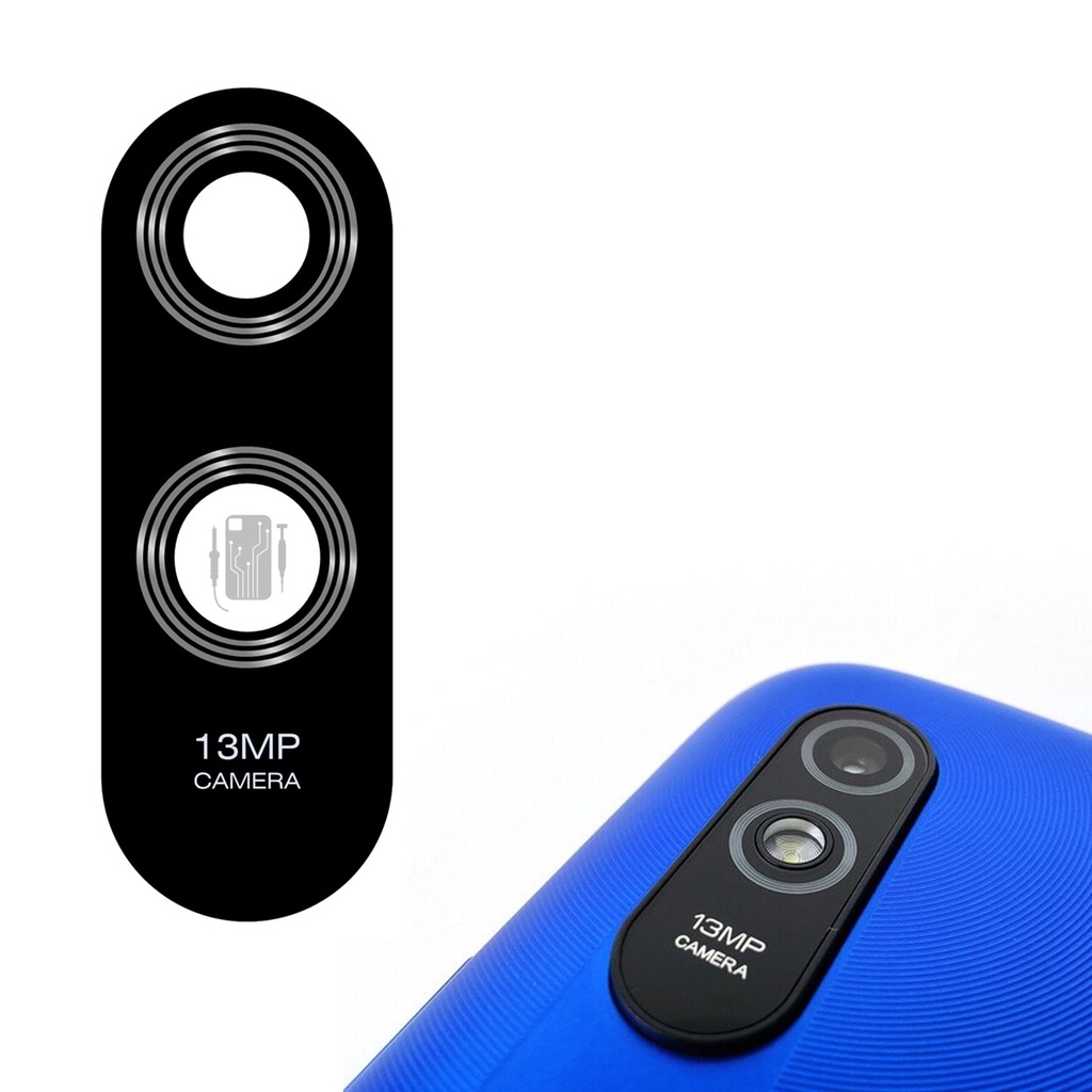 Vetro Posteriore Fotocamera Con Adesivo Per Redmi Note 9, Nero, OEM