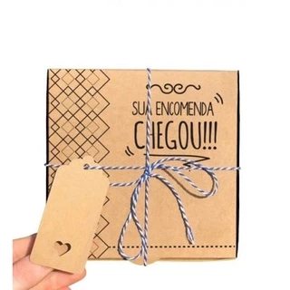 Caixa Correio / E-commerce papelão Sua Encomenda Chegou! Preta - (26 x 24 x 7 cm) - 10 unidades