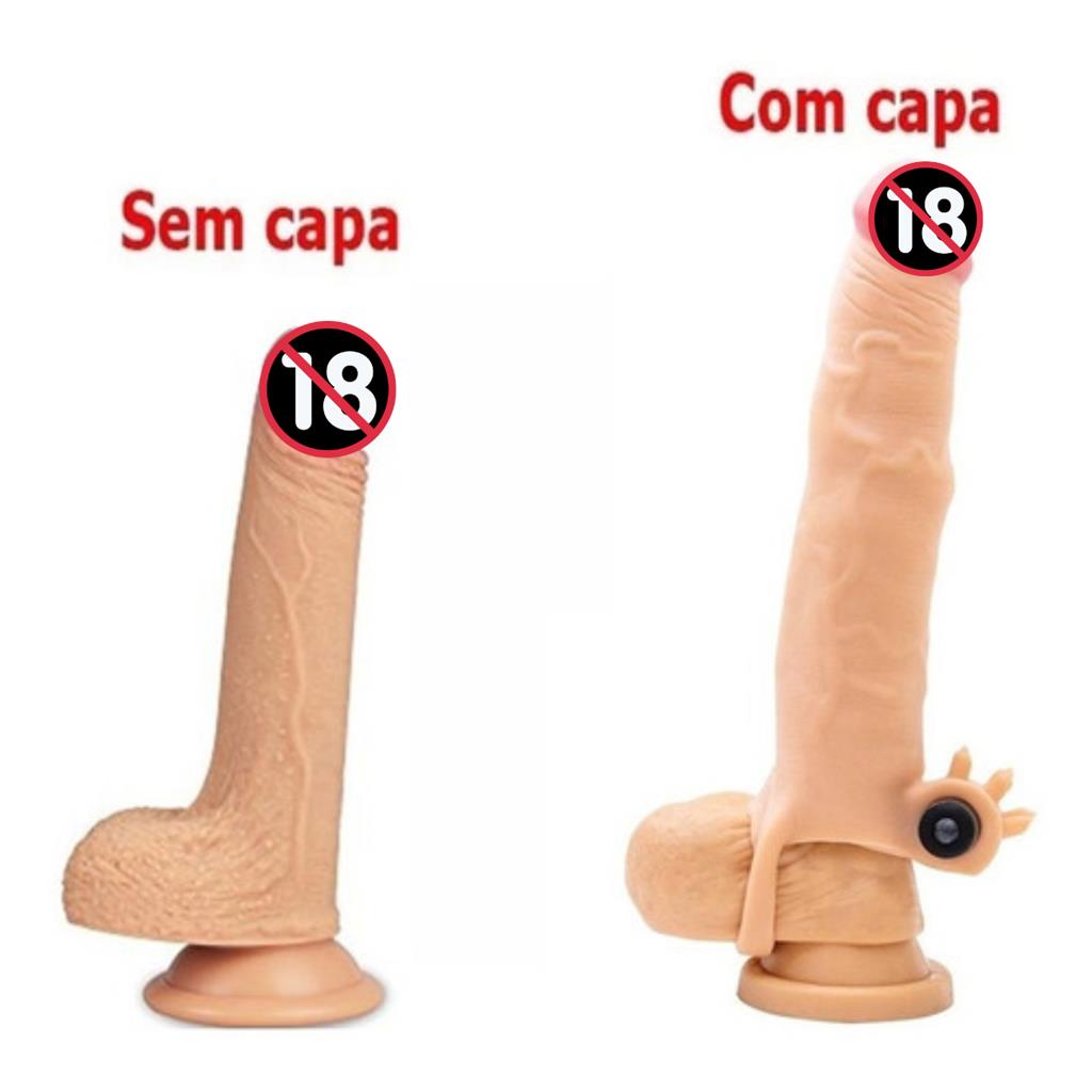 Capa Peniana Extensora 20cm Anel Vibro Excita Gozar