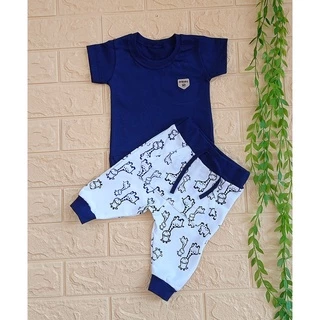 Conjunto menino bebê algodão 2 peças estampado com calça saruel moletom promoção