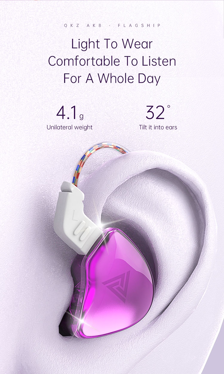 QKZ AK8 3.5mm Fones De Ouvido Com Fio No Palco De Cobre Driver HiFi ...