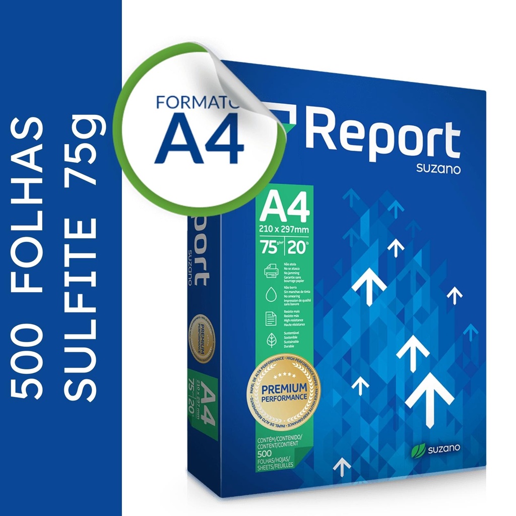Papel A4 500 Folhas Report Premium Papel Sulfite Ecológico Sustentável ...