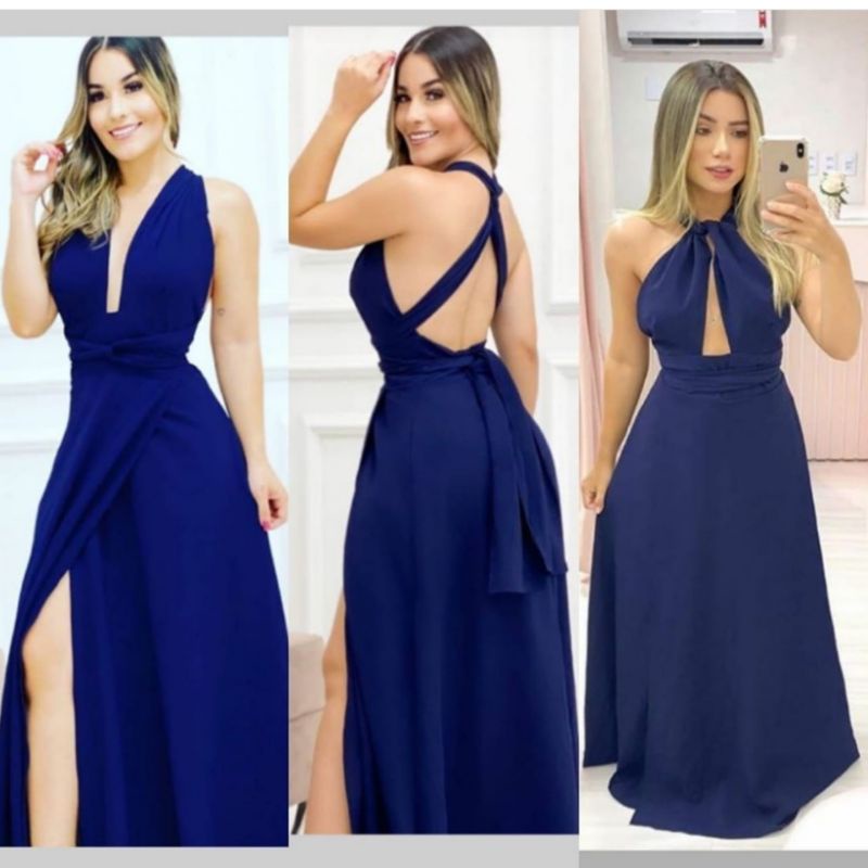 Vestido azul best sale para reveillon