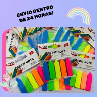 Marcador de páginas 5 cores 125 folhas adesivo autoadesivo 44x12mm