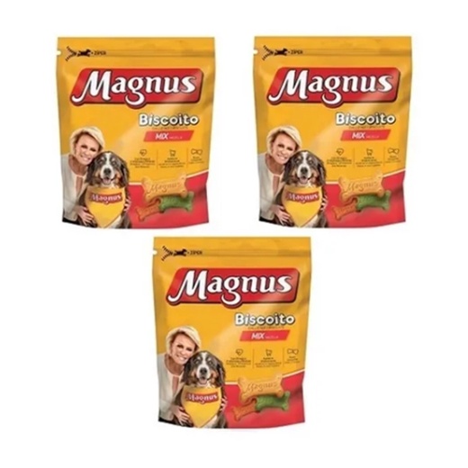 Kit 3 pacotes Biscoito Magnus Mix Cães 500g | Shopee Brasil