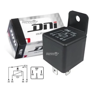 Rele Auxiliar Universal 40a 12v 4 Pinos C/ Suporte - Dni0102
