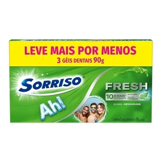 Creme Dental Sorriso Fresh Hortelã Explosion 90g Promo 3 un em Oferta na Shopee
