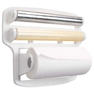 Suporte Porta Para Rolos Papel Toalho Alumínio de Parede Branco