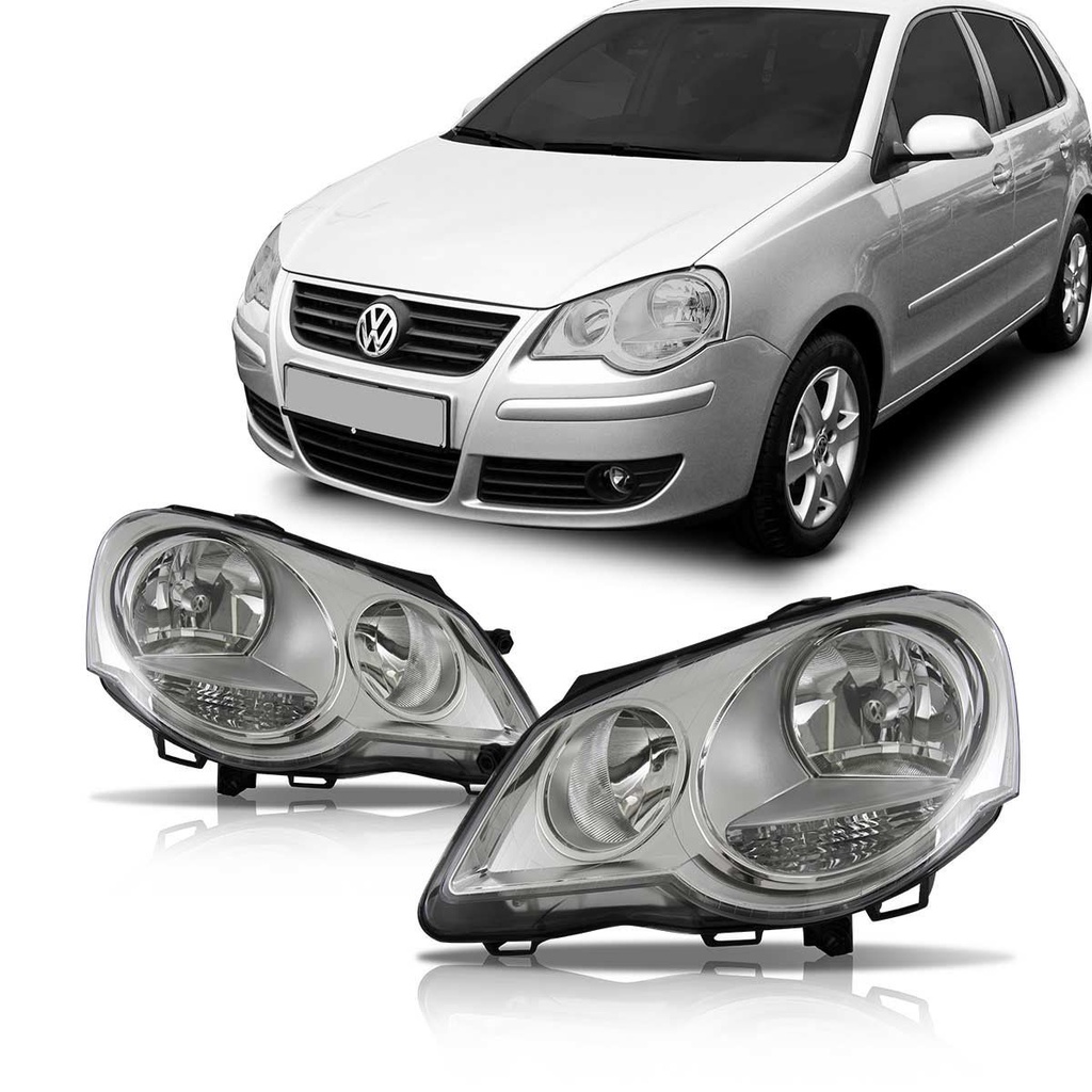Farol Polo 2007 2008 2009 2010 2011 2012 2013 2014 Foco Duplo Cromado ...