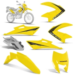 Kit Carenagem Completo Honda Bros 150 Amarela 2009 Ks Es Esd Com Adesivos