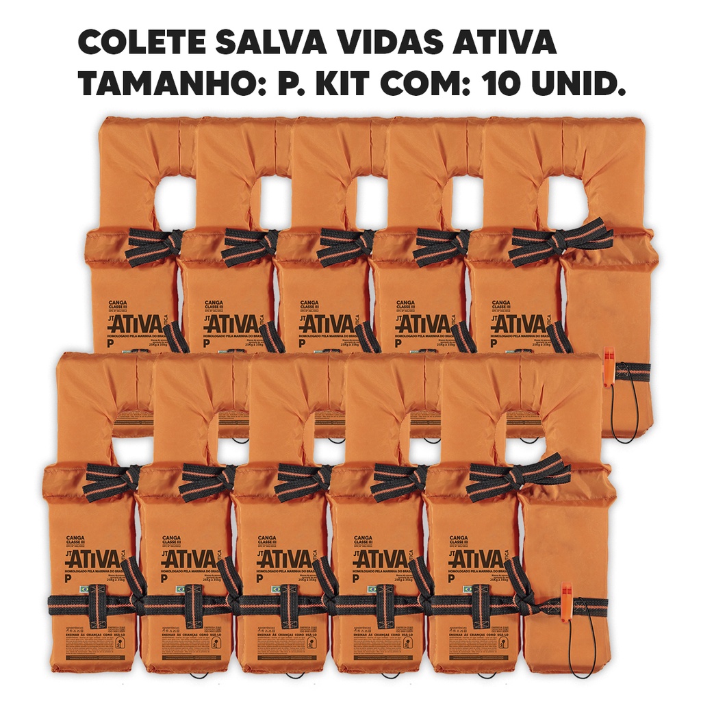 Colete Salva Vidas Ativa 3 Canga Homologado Tam P Kit C/10 | Shopee Brasil