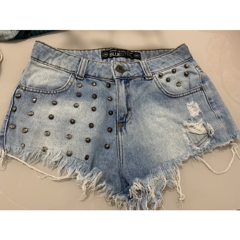 Shorts Jeans Lavagem Destroyed Hot Pants Bluesteel, Shorts Feminino Blue  Steel Usado 96217763