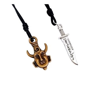 2 Colares Supernatural amuleto do Dean + Faca de matar demônios Cordão Ajustável