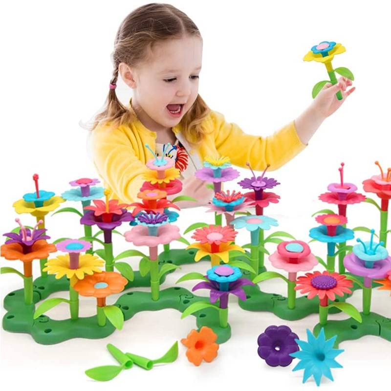 Crianças flor jardim brinquedos de construção fingir diy haste