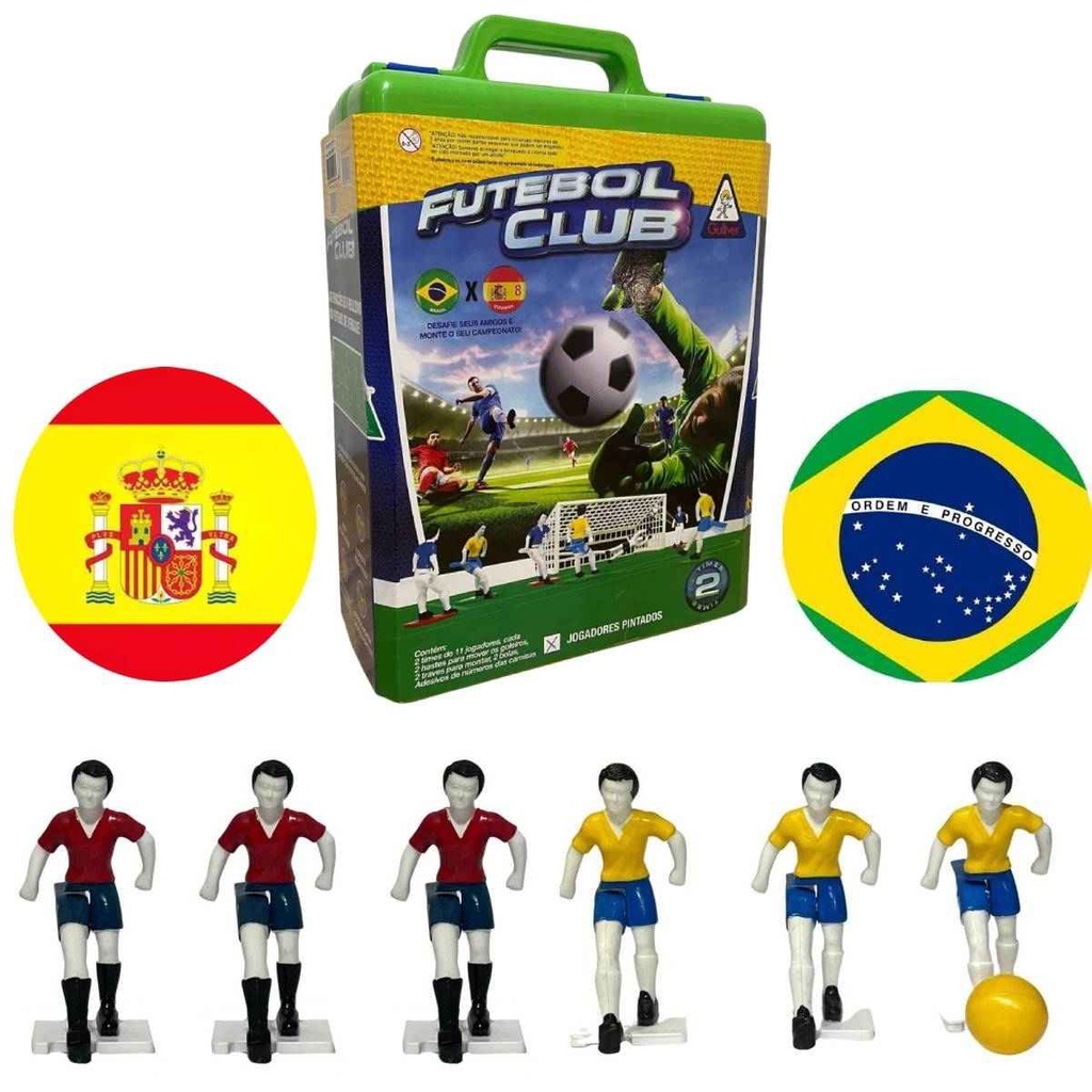 Jogo Futebol Club Brasil x Espanha Mundial Seleções Maleta Jogadores  Pintados Original Gulliver Brinquedo Presente