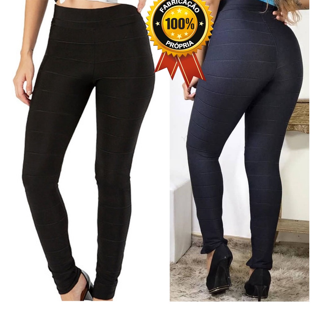 Calça Legging de Bandagem Cintura alta estilo calça cinta