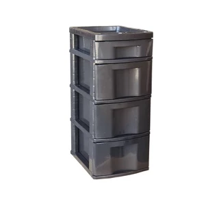 Gaveteiro Plástico Todo Preto 4 Gavetas Agraplast