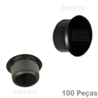 Kit C/ 100 Peças - Tapa Furo Plástico Preto De 8mm Para Móveis - Fabio Ferragens